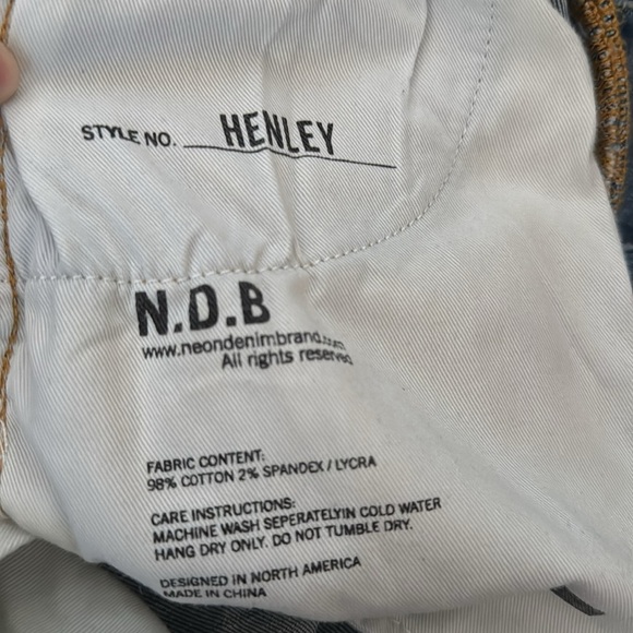 Neon Denim Brand N. D. B. Henley Straight Jeans 27 sold at Free People 5 - Picture 4 of 9